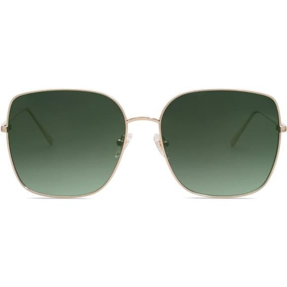 ??Oversized Square Metal Frame Sunglasses for Women Men Flat Mirrored Lens